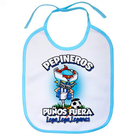 Babero frase pepineros puños fuera parodia robot de los 80 para nostálgicos futboleros de Leganés