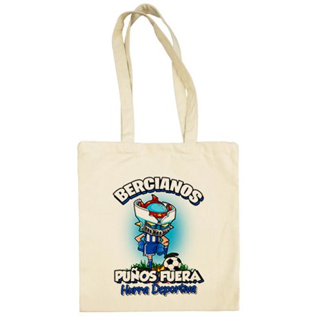 Bolsa de tela frase bercianos puños fuera parodia robot de los 80 para nostálgicos futboleros de la deportiva