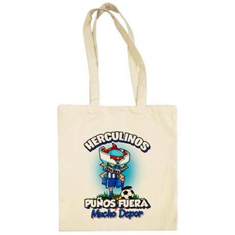 Bolsa de tela frase Herculinos puños fuera parodia robot de los 80 para nostálgicos futboleros del Depor