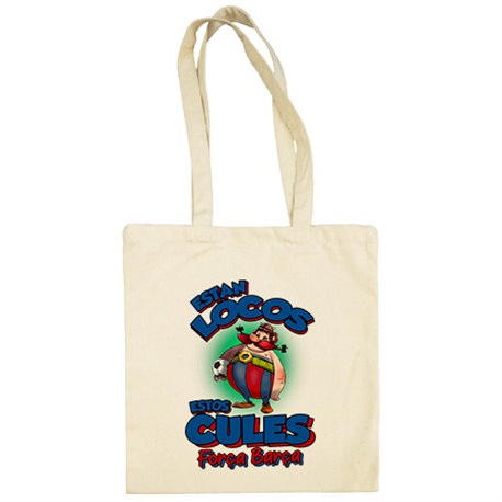 Bolsa de tela parodia de Obelis para culés aficionados al fútbol de Barcelona