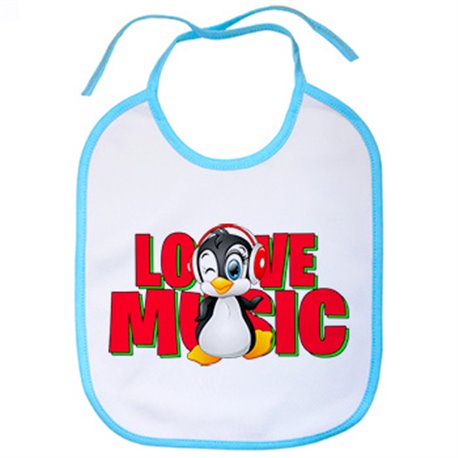 Babero Love Music pinguino