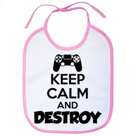 Babero para gamers de la play frase Keep Calm And Destroy