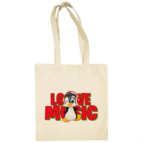 Bolsa de tela Love Music pinguino