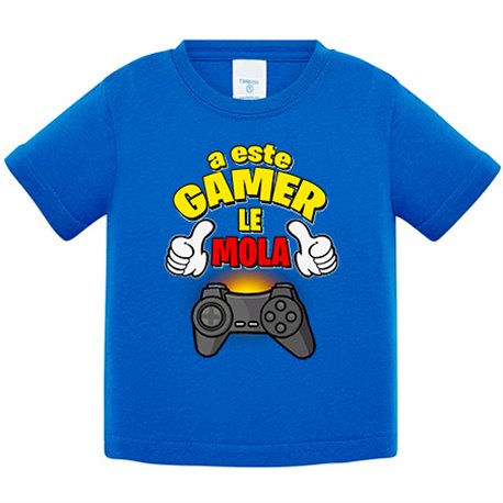 Camiseta bebé frase a este gamer le mola jugar a la consola