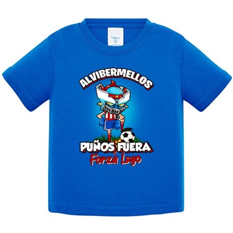 Camiseta bebé frase alvibermellos puños fuera parodia robot de los 80 para nostálgicos futboleros de Lugo