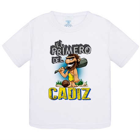 Camiseta bebé frase el primero del Cádiz para hincha de su equipo de fútbol