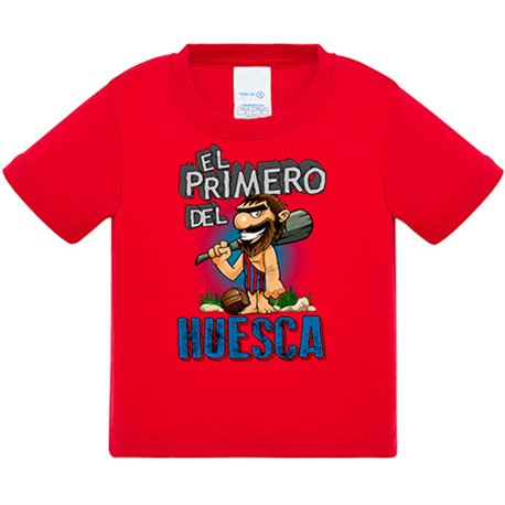 Camiseta bebé frase el primero del Huesca para hincha de su equipo de fútbol
