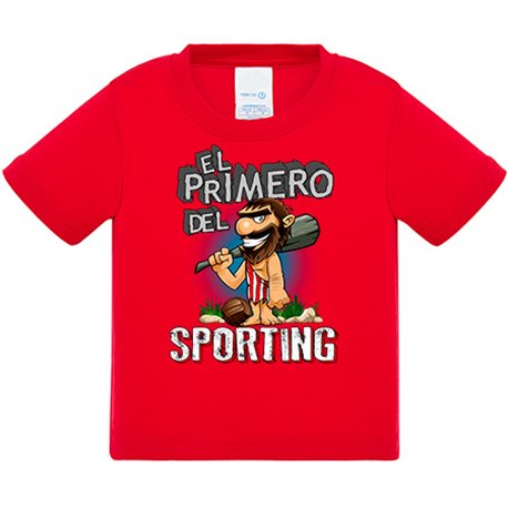 Camiseta bebé frase el primero del Sporting para hincha de su equipo de fútbol
