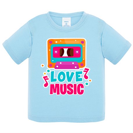 Camiseta bebé Love Music casete