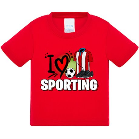 Camiseta bebé para enamorado de su equipo de fútbol del Sporting