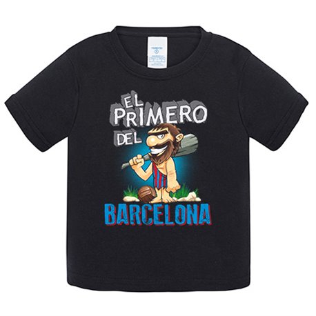Camiseta bebé frase el primero del Barcelona para hincha de su equipo de fútbol