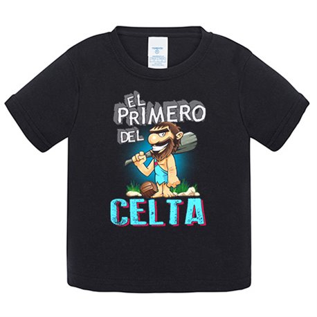 Camiseta bebé frase el primero del Celta para hincha de su equipo de fútbol