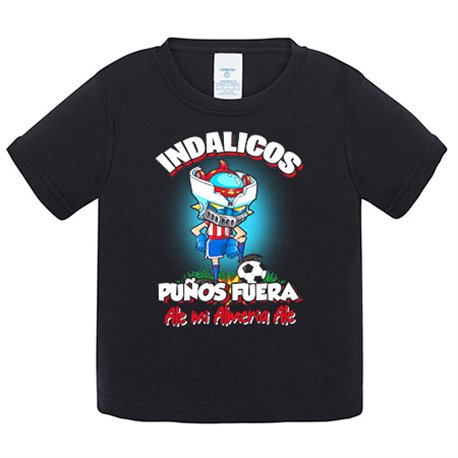 Camiseta bebé frase indálicos puños fuera parodia robot de los 80 para nostálgicos futboleros de Almería