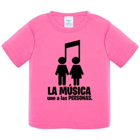 Camiseta bebé La música une a las personas pareja chico chica
