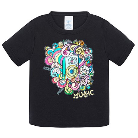 Camiseta bebé música por los altavoces