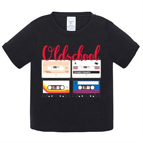 Camiseta bebé Old School música de mi época casetes
