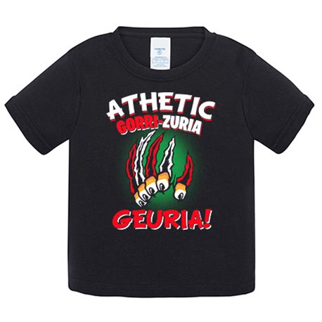 Camiseta bebé para futboleros del Athletic frase gorri zuria geuria