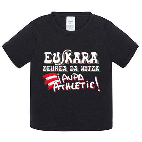 Camiseta bebé para futboleros frase aupa athletic euskara zeurea da hitza