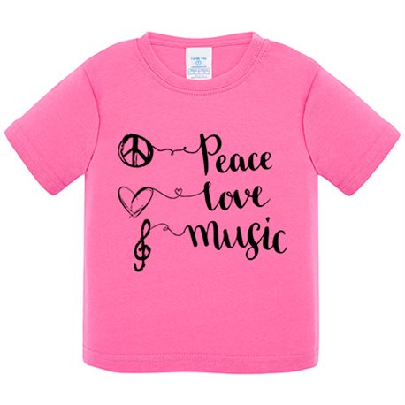 Camiseta bebé Peace Love Music