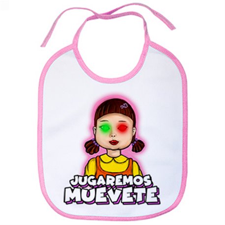 Babero parodia del calamar frase jugaremos muevete luz verde luz roja