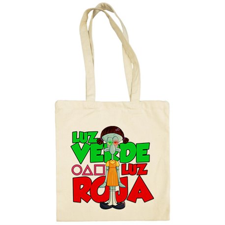 Bolsa de tela parodia divertida del calamar frase luz verde luz roja