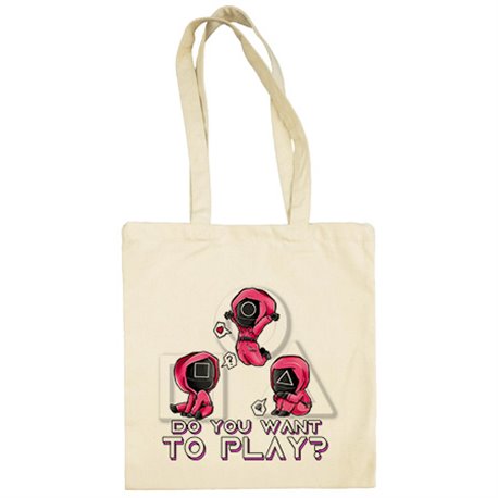 Bolsa de tela quieres jugar parodia kawaii divertida del calamar