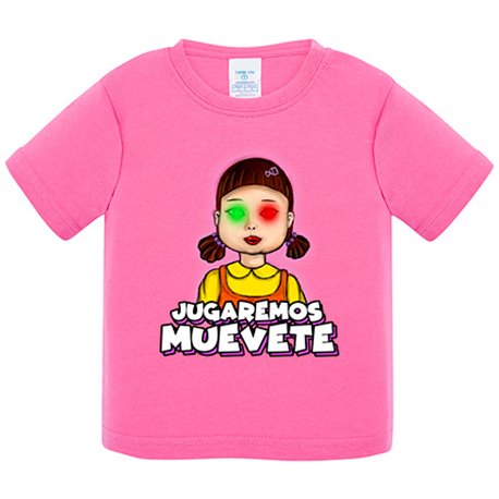 Camiseta bebé parodia del calamar frase jugaremos muevete luz verde luz roja