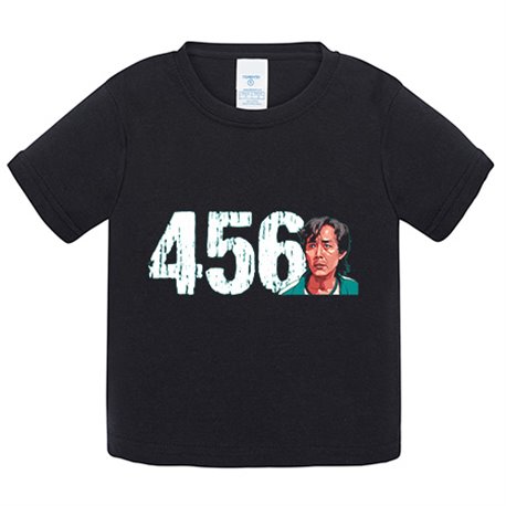 Camiseta bebé parodia del calamar jugador número 456 ilustración personaje