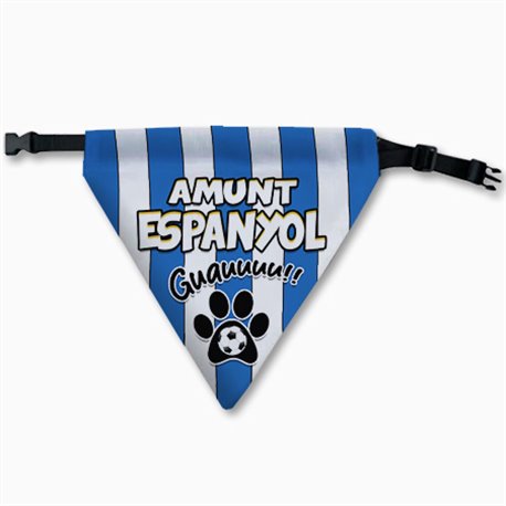 Collar pañuelo para perro del Espanyol perico aficionado al fútbol