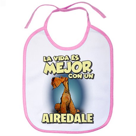 Babero la vida es mejor con un perro de raza Airedale marrón
