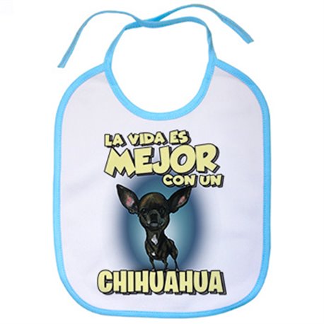 Babero la vida es mejor con un perro de raza Chihuahua negro