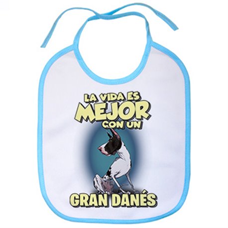 Babero la vida es mejor con un perro de raza Gran Danés arlequín