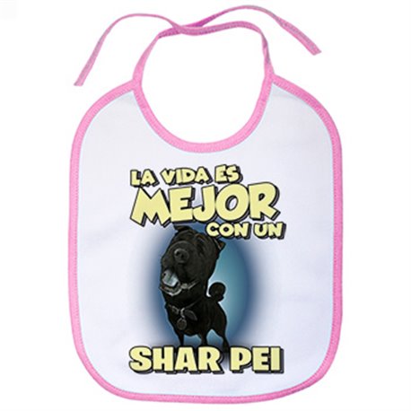 Babero la vida es mejor con un perro de raza Shar Pei negro