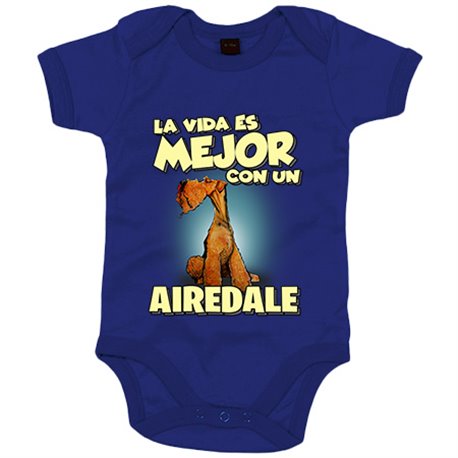 Body bebé la vida es mejor con un perro de raza Airedale marrón