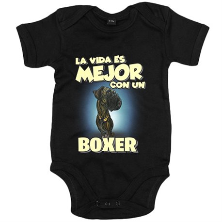 Body bebé la vida es mejor con un perro de raza Boxer atigrado