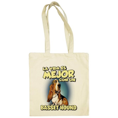 Bolsa de tela la vida es mejor con un perro de raza Basset Hound