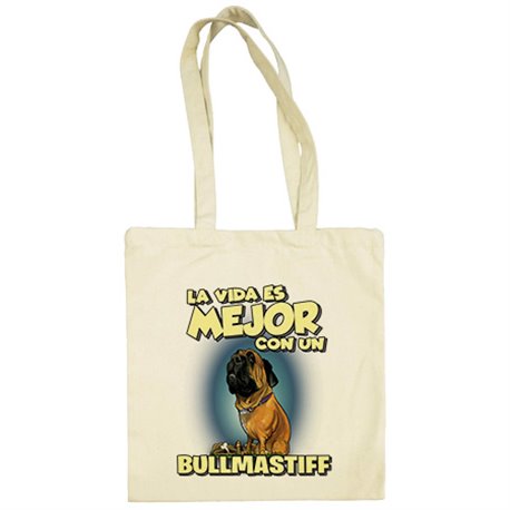 Bolsa de tela la vida es mejor con un perro de raza Bullmastiff