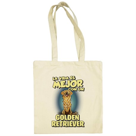 Bolsa de tela la vida es mejor con un perro de raza Golden Retriever