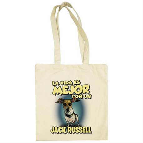 Bolsa de tela la vida es mejor con un perro de raza Jack Russell