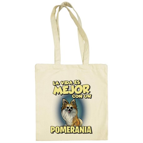 Bolsa de tela la vida es mejor con un perro de raza Pomerania