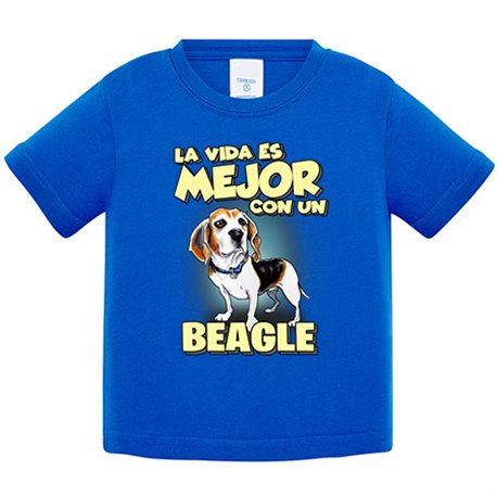Camiseta bebé la vida es mejor con un perro de raza Beagle