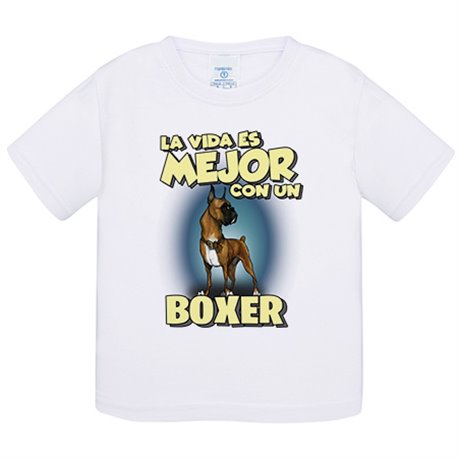Camiseta bebé la vida es mejor con un perro de raza Boxer