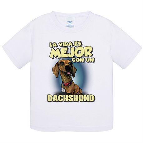 Camiseta bebé la vida es mejor con un perro de raza Dachshund