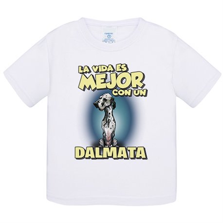 Camiseta bebé la vida es mejor con un perro de raza Dalmata