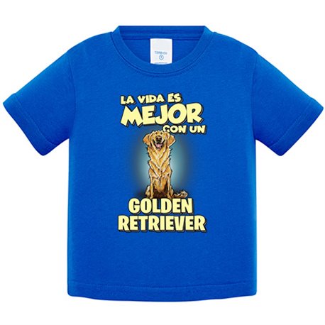 Camiseta bebé la vida es mejor con un perro de raza Golden Retriever