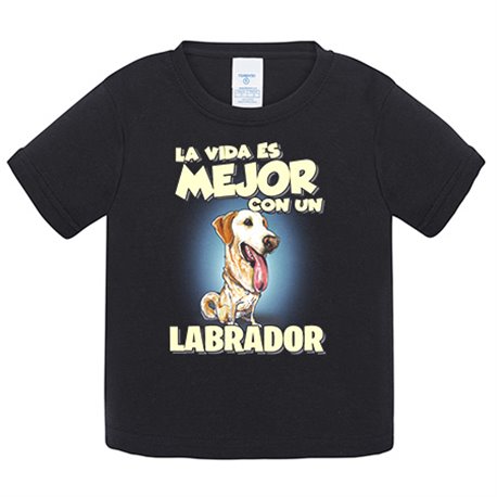 Camiseta bebé la vida es mejor con un perro de raza Labrador