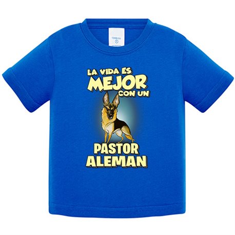 Camiseta bebé la vida es mejor con un perro de raza Pastor