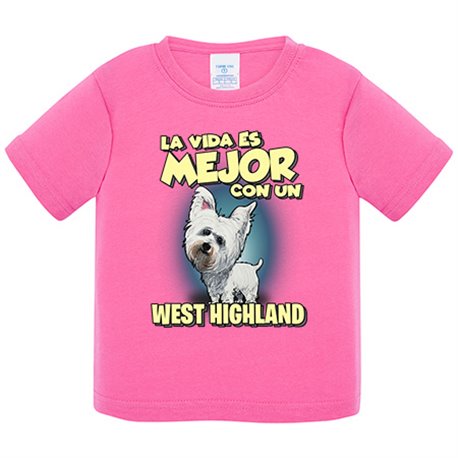 Camiseta bebé la vida es mejor con un perro de raza West Highland