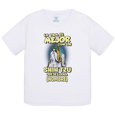 Camiseta bebé la vida es mejor con un perro raza Shih Tzu mascota que se llama personalizable con nombre