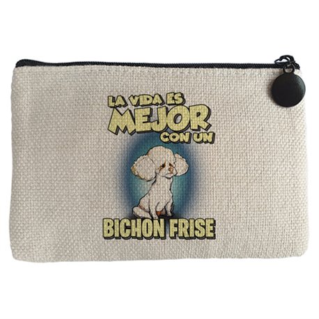 Monedero la vida es mejor con un perro de raza Bichon Frise